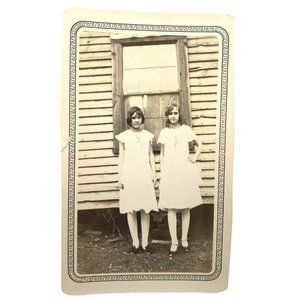 Sisters Portrait 1930s Found Photo Sunday Church Dress Vintage Photograph